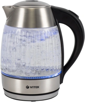 Чайник электрический Vitek VT-7030 1.8л. 2200Вт черный/серебристый корпус: стекло - купить недорого с доставкой в интернет-магазине