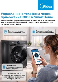 Стиральная машина Midea MF200W90WBS/S-RU класс: A загр.фронтальная макс.:9кг темно-серебристый инвертор - купить недорого с доставкой в интернет-магазине