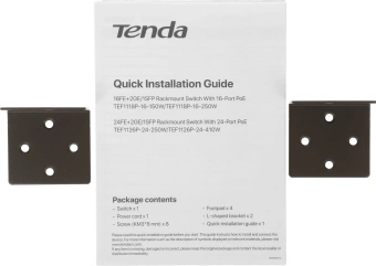 Коммутатор Tenda TEF1126P-24-250W (L2) 24x100Мбит/с 2x1Гбит/с 1SFP 24PoE 230W неуправляемый - купить недорого с доставкой в интернет-магазине