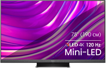Телевизор QLED Hisense 75" 75U8HQ черный 4K Ultra HD 120Hz DVB-T DVB-T2 DVB-C DVB-S DVB-S2 USB WiFi Smart TV - купить недорого с доставкой в интернет-магазине