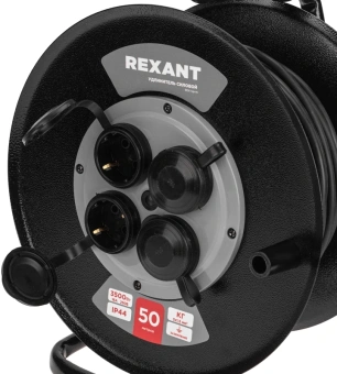 Удлинитель силовой Rexant КГ (13-5013) 3x1.5кв.мм 4розет. 50м КГ 16A метал.катушка черный - купить недорого с доставкой в интернет-магазине