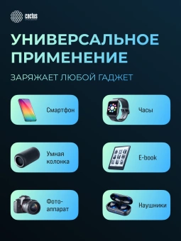 Мобильный аккумулятор Cactus CS-PBFSEA-20000 20000mAh 22.5W 4.5A USB-A/2xUSB-C белый - купить недорого с доставкой в интернет-магазине