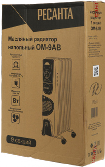 Радиатор масляный Ресанта ОМ-9АВ 2400Вт белый - купить недорого с доставкой в интернет-магазине