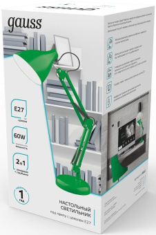 Светильник Gauss GT0033 настольный на струбцине/основание E27 зеленый 60Вт - купить недорого с доставкой в интернет-магазине