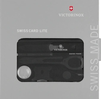 Швейцарская карта Victorinox SwissCard Lite (0.7333.T3) черный полупрозрачный коробка подарочная - купить недорого с доставкой в интернет-магазине
