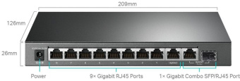 Коммутатор TP-Link TL-SG1210MPE (L2) 10x1Гбит/с 1xКомбо(1000BASE-T/SFP) 8PoE+ 123W настраиваемый - купить недорого с доставкой в интернет-магазине