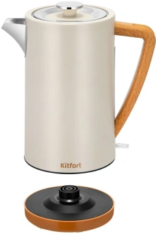 Чайник электрический Kitfort КТ-8715 1.7л. 2200Вт светло-серый/дерево корпус: пластик/металл - купить недорого с доставкой в интернет-магазине