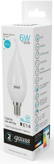 Лампа светодиодная Gauss Elementary 6Вт цок.:E14 свеча 220B 4100K св.свеч.бел.нейт. (упак.:10шт) (34126) - купить недорого с доставкой в интернет-магазине