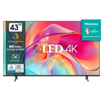 Телевизор QLED Hisense 43" 43E7Q Frameless черный 4K Ultra HD 60Hz MEMC DVB-T DVB-T2 DVB-C DVB-S DVB-S2 USB WiFi Smart TV (RUS) - купить недорого с доставкой в интернет-магазине