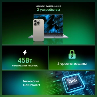 Сетевое зар./устр. Digma Pro DPW4A 45W 3A (PD+QC) USB-C/USB-A универсальное белый (DPW4A5GX11WH) - купить недорого с доставкой в интернет-магазине