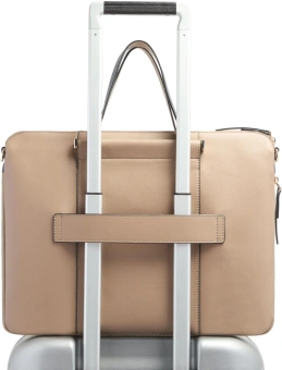 Деловая сумка женская Piquadro Circle CA4021W92/TOBLU с отделением для ноутбука 15.6" бежевая/голубая натур.кожа - купить недорого с доставкой в интернет-магазине