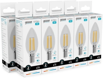 Лампа филам. Gauss Filament 10Вт цок.:E14 свеча 220B св.свеч.бел.нейт. (упак.:10шт) (32120) - купить недорого с доставкой в интернет-магазине