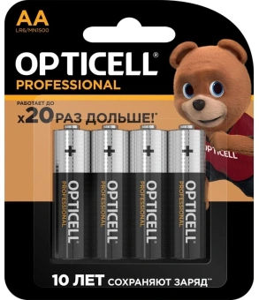 Батарея Opticell Professional LR6 AA (4шт) блистер - купить недорого с доставкой в интернет-магазине