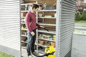 Строительный пылесос Karcher WD 3 Battery Set *EU-II 300Вт (уборка: сухая/влажная/выдув/сбор воды) желтый - купить недорого с доставкой в интернет-магазине