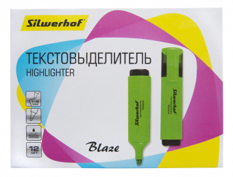 Текстовыделитель Silwerhof Blaze 108036-03 скошенный пиш. наконечник 1-5мм зеленый картон - купить недорого с доставкой в интернет-магазине