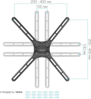 Кронштейн для телевизора Kromax CORBEL-6 черный 22"-65" макс.30кг настенный поворот и наклон - купить недорого с доставкой в интернет-магазине