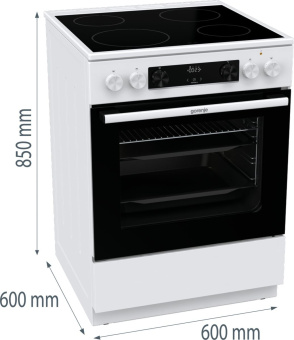 Плита Электрическая Gorenje GEC6C40WD белый стеклокерамика (без крышки) - купить недорого с доставкой в интернет-магазине