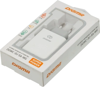 Сетевое зар./устр. Digma DGWC-3U-5A-WG 30W 3A (PD+QC) 3xUSB универсальное белый - купить недорого с доставкой в интернет-магазине