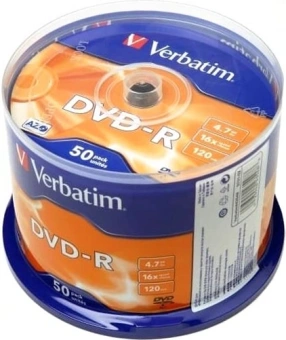 Диск DVD-R Verbatim 4.7Gb 16x Cake Box (50шт) (43548) - купить недорого с доставкой в интернет-магазине