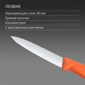 Нож кухонный Victorinox Swiss Classic (6.7609.C1) для чистки овощей и фруктов лезв.80мм прямая заточка оранжевый - купить недорого с доставкой в интернет-магазине
