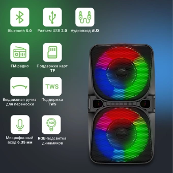 Колонка порт. Digma D-PS1505 черный 20W 2.0 BT 10м 1200mAh (SP1505B) - купить недорого с доставкой в интернет-магазине