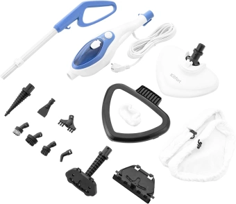 Швабра паровая Kitfort КТ-1004-1 1500Вт голубой/белый - купить недорого с доставкой в интернет-магазине