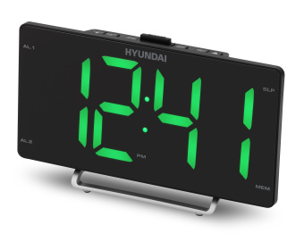 Радиобудильник Hyundai H-RCL246 черный LCD подсв:зеленая часы:цифровые FM - купить недорого с доставкой в интернет-магазине