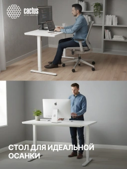 Стол для компьютера Cactus CS-EGD-WWT электропривод столешница стекло белый каркас белый - купить недорого с доставкой в интернет-магазине