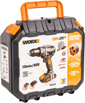 Дрель-шуруповерт Worx WX352 аккум. патрон:быстрозажимной (кейс в комплекте) - купить недорого с доставкой в интернет-магазине