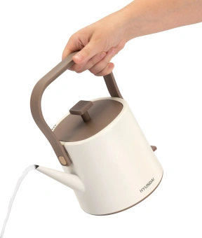 Чайник электрический Hyundai HYK-S2043 0.6л. 1000Вт кремовый/коричневый корпус: металл - купить недорого с доставкой в интернет-магазине