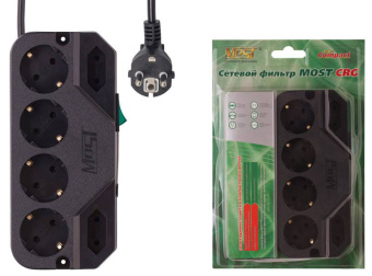Сетевой фильтр Most CRG 2м (6 розеток) черный (коробка) - купить недорого с доставкой в интернет-магазине