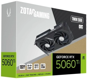 Видеокарта Zotac PCI-E 5.0 RTX 5060TI 16GB TWIN EDGE OC NVIDIA GeForce RTX 5060TI 16Gb 128bit GDDR7 2602/28000 HDMIx1 DPx3 HDCP Ret - купить недорого с доставкой в интернет-магазине