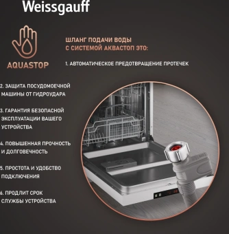Посудомоечная машина Weissgauff DW 6025 белый (полноразмерная) - купить недорого с доставкой в интернет-магазине
