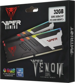 Память DDR5 2x16GB 6800MHz Patriot PVVR532G680C34K Viper Venom RGB RTL Gaming PC5-54400 CL34 DIMM 288-pin 1.4В kit с радиатором Ret - купить недорого с доставкой в интернет-магазине