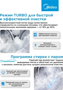 Стиральная машина Midea MF01712BS40/T класс: A загр.фронтальная макс.:7кг титановый инвертор - купить недорого с доставкой в интернет-магазине