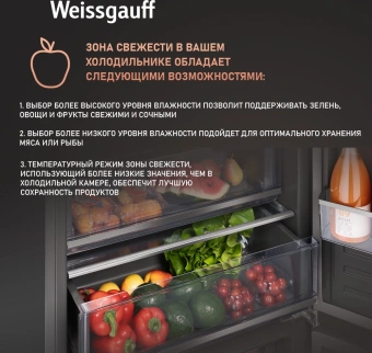 Холодильник Weissgauff WRKI 1970 Total NoFrost Inverter Premium EcoFresh 2-хкамерн. (433160) - купить недорого с доставкой в интернет-магазине