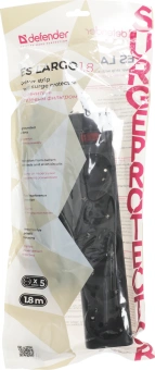 Сетевой фильтр Defender ES largo 1.8м (5 розеток) черный (коробка) - купить недорого с доставкой в интернет-магазине