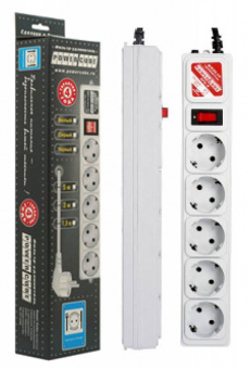Сетевой фильтр Powercube SPG-B-15-GREY 5м (5 розеток) серый (коробка) - купить недорого с доставкой в интернет-магазине