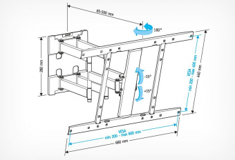 Кронштейн для телевизора Holder LCD-SU6602-B черный 26"-60" макс.45кг настенный поворот - купить недорого с доставкой в интернет-магазине