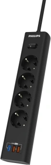Сетевой фильтр Philips CHP8246BA/51 2м (4 розетки) черный (коробка) - купить недорого с доставкой в интернет-магазине