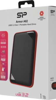 Жесткий диск Silicon Power USB3.1 1TB SP010TBPHD62SS3K A62S Armor 2.5" черный/красный - купить недорого с доставкой в интернет-магазине