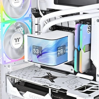 Система водяного охлаждения Thermaltake MAGCurve 360 Ultra Snow ARGB Soc-AM5/AM4/1200/1700/1851 белый 4-pin 32.8-35.1dB Al LCD Ret (CL-W454- PL12SW-A) - купить недорого с доставкой в интернет-магазине