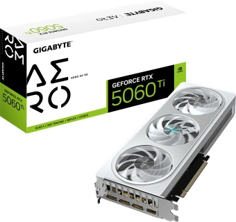 Видеокарта Gigabyte PCI-E 5.0 GV-N506TAERO OC-8GD 1.0 NVIDIA GeForce RTX 5060TI 8Gb 128bit GDDR7 2647/28000 Без Видеовыходов HDMIx1 DPx3 HDCP Ret - купить недорого с доставкой в интернет-магазине