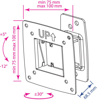 Кронштейн для телевизора Kromax OPTIMA-102 черный 10"-28" макс.25кг настенный поворот и наклон - купить недорого с доставкой в интернет-магазине