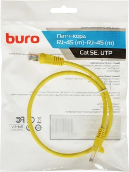 Патч-корд Buro UTP 4 пары cat.5E CCA molded 0.5м желтый RJ-45 (m)-RJ-45 (m) (UTP-5E-0,5M-Y) - купить недорого с доставкой в интернет-магазине