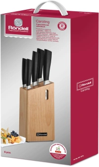 Набор ножей кухон. Rondell Caroling RD-1878 компл.:6предм. с подставкой черный подар.коробка - купить недорого с доставкой в интернет-магазине