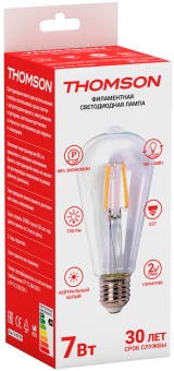 Лампа филам. Thomson Filament TH-B2106 7Вт цок.:E27 груша 220B 4500K св.свеч.бел.нейт. ST64 (упак.:1шт) - купить недорого с доставкой в интернет-магазине