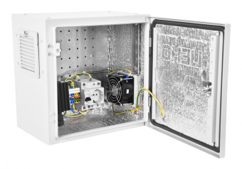 Шкаф монтажный ЦМО Эконом (ШТВ-НЭ-6.6.3-3ВВА-Т1) настенный 600x300мм пер.дв.стал.лист задн.дв.спл.стал.лист несъемн.бок.пан. серый 270мм 28кг 600мм IP54 уличный всепогодный с вентилятором с нагревателем с силовыми розетками укомплектованный 100Вт - купить недорого с доставкой в интернет-магазине