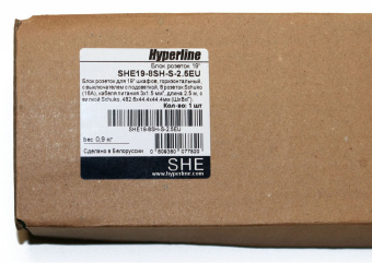 Блок распределения питания Hyperline SHE19-8SH-S-2.5EU гор.размещ. 8xSchuko базовые 16A Schuko 2.5м - купить недорого с доставкой в интернет-магазине