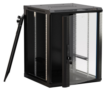 Шкаф коммутационный Hyperline (TWB-0645-GP-RAL9004) настенный 6U 600x450мм пер.дв.стекл 60кг черный IP20 сталь - купить недорого с доставкой в интернет-магазине